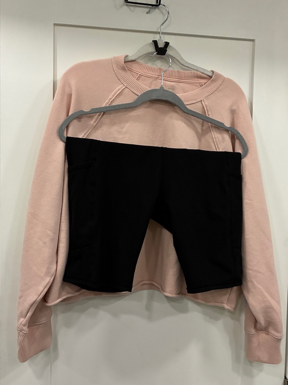 Aritzia TNA Pink Sweatshirt & Black Biker Shorts Bundle